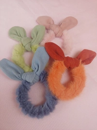 Fluffy Plain Hair Tie-Pack Of 4 