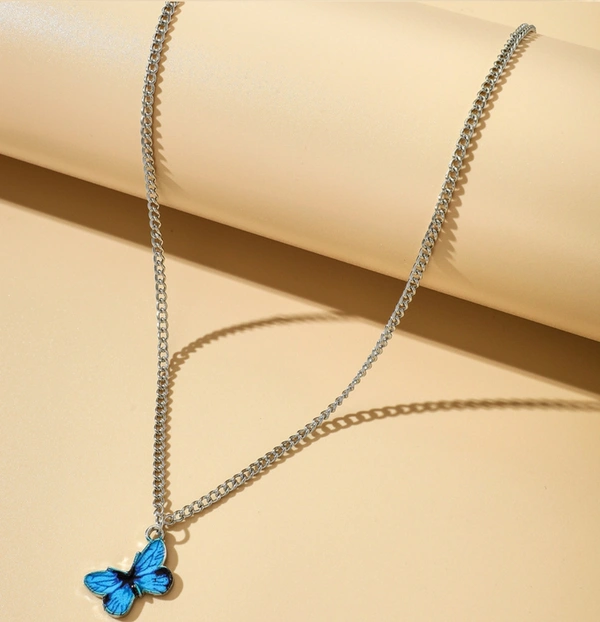 Cute Butterfly Chain - Free Size, Sky blue