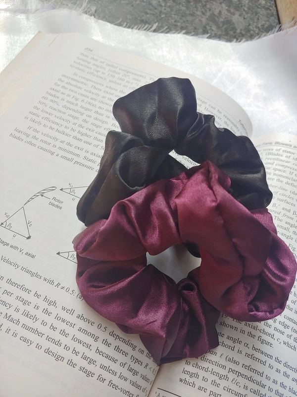 Scrunchies-Combo - Set Of 2 - Regular, Wine and Black