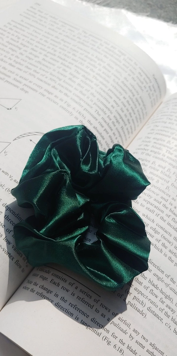 Solid Bottle Green Scrunchie 