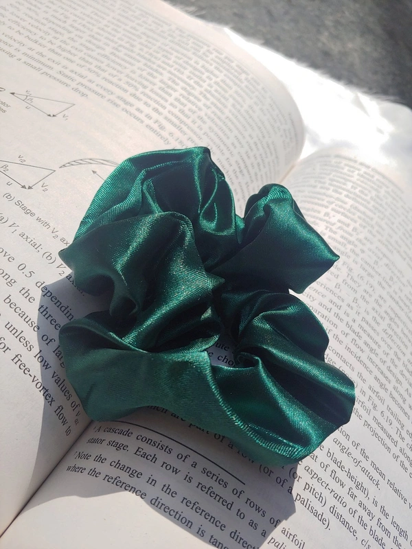 Solid Bottle Green Scrunchie 