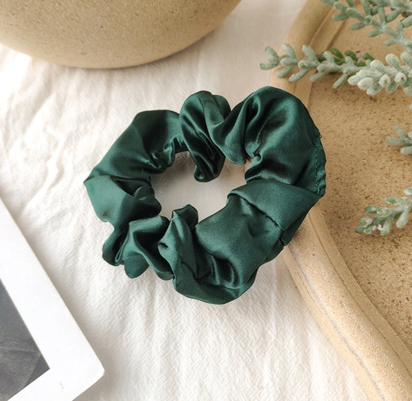 Solid Bottle Green Scrunchie 