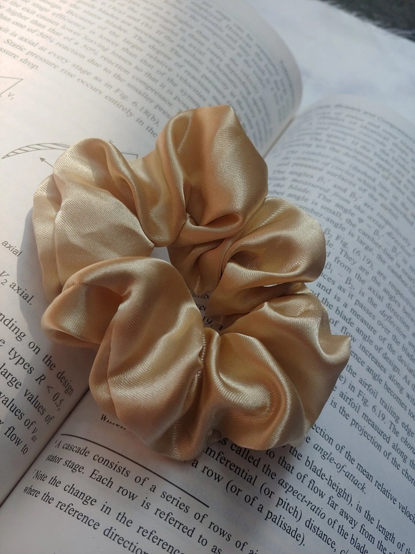 Beige Solid Scrunchies