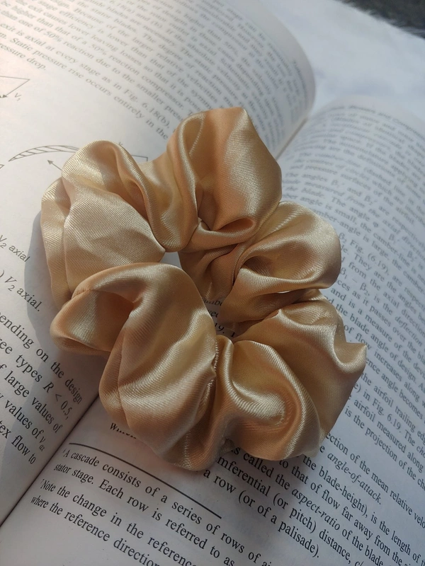 Beige Solid Scrunchies