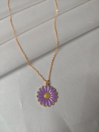 Purple Daisy Charm With Neckchain
