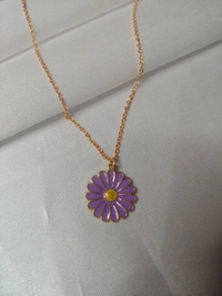 Purple Daisy Charm With Neckchain