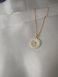 White Daisy Charm With Chain