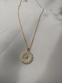 White Daisy Charm With Chain