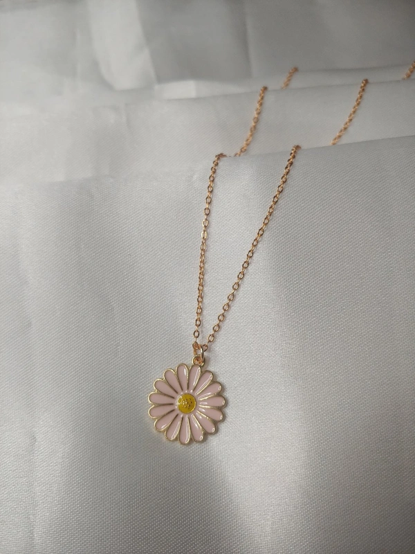 Pink Daisy Charm With Chain