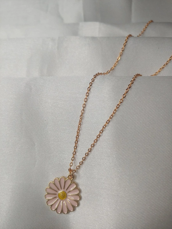 Pink Daisy Charm With Chain