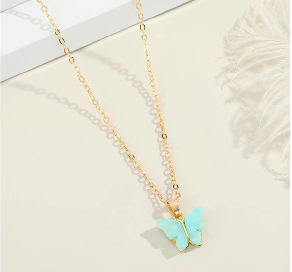 Butterfly neck chain   - Pastel Blue