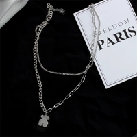Double Layer Teddy Stainless Steel Neck chain  - Silver