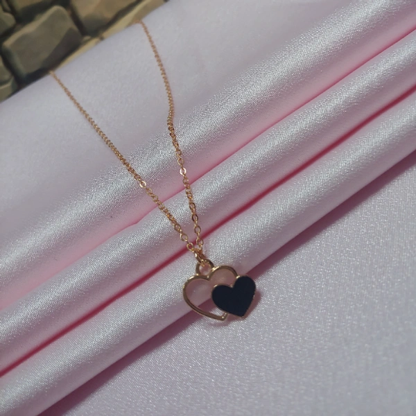 Double Heart NeckChain - Black 