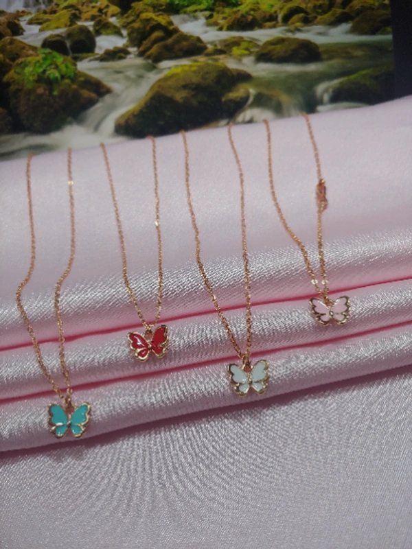 Butterfly Charm Neck Chain  - Red