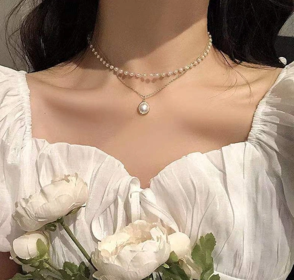 Gold Double Layer Pearl Choker