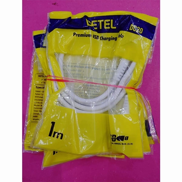 Detel Fast Charging Mobile Cable or Micro USB Cable for Charging and Data Sync (1 Meter, White ) - White, 1, 1 Meter