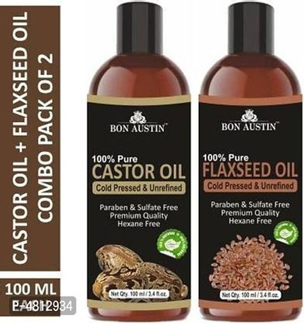 Premium Castor Oil And Flaxseed Oil -  -pack Of 2* - No, 100 ML