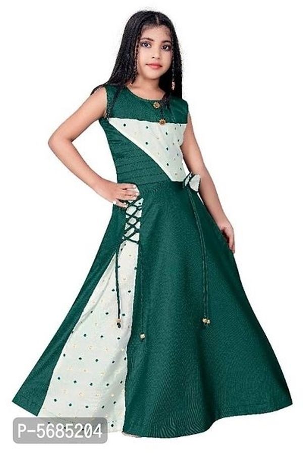 keya Ethnic Gowns - Unlimited cashback on Axis Bank credit cards T&C apply, Green, 6 - 7 YEARS