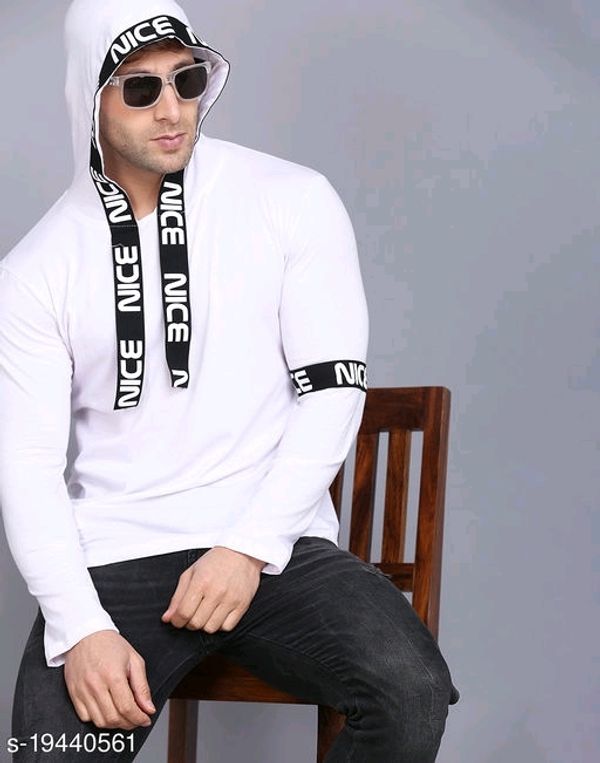 SHAPPHR Typography Men Hooded Neck White Tshirt - XL, available