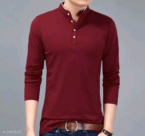 Stylish Casual Cotton Solid T-Shirt - M, available