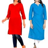 PAKHI-Women's Popular,Sensational, Trendy, Fashionable100% Cotton Kurti for Daily use (Packof 2) - available, M