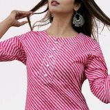 Women Cotton A-line Stripe Kurti - XXL, available