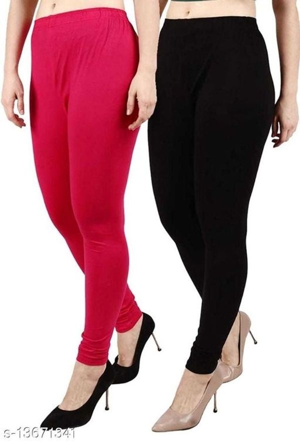 Buy Jcss Womens Lycra Churidar Leggings Multi Color (Set of 2) online