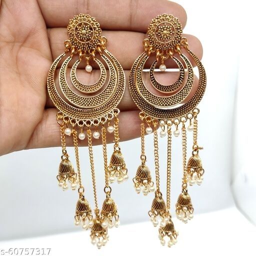 Enamel Metal Patch with Long Tassel Design Artificial Dangler Earrings