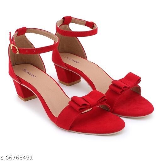 Red block heel cheap sandal