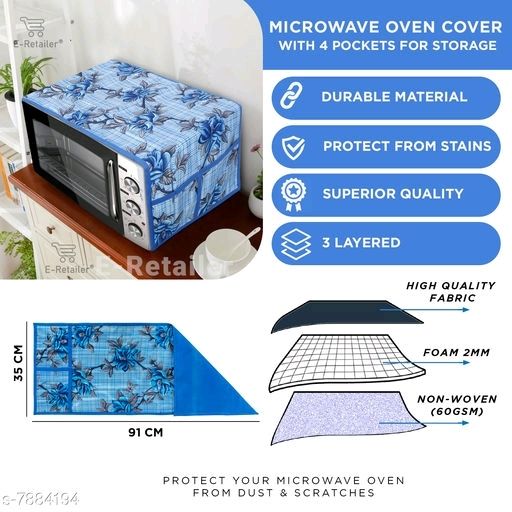 Buy E-Retailer Exclusive Polyester Combo Set of Appliance Cover (1 Pc. of  Microwave Oven Top Cover and 1 Pc Handle Cover ) (Color-Brown,  Design-Floral, Set Contains-2 Pcs.) Online at Best Prices in