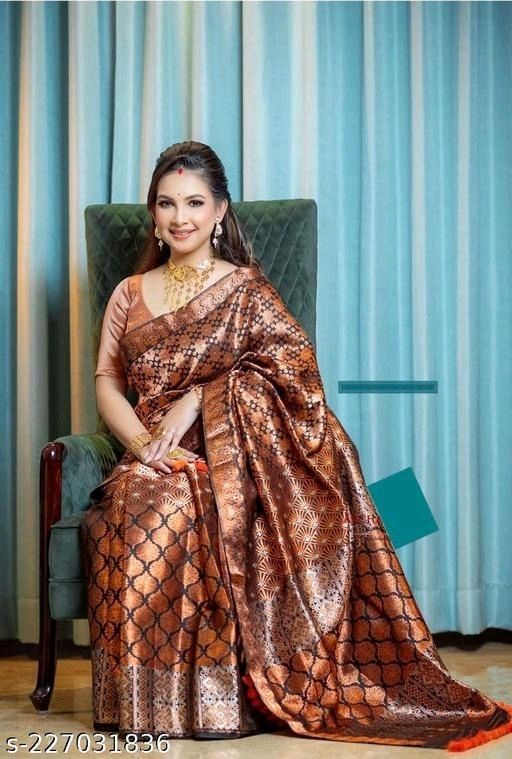 Buy Pritam Woven Mekhela Chador Silk Blend Brown Sarees Online @ Best Price  In India | Flipkart.com