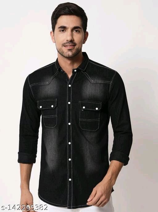 Men's Double Pocket Stylish Denim Shirt - Evilato