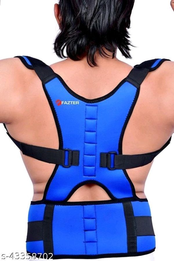 FAZTER Premium magnetic Posture corrector belt  Adjustable Posture  Correction Back & Abdomen Support (Blue)