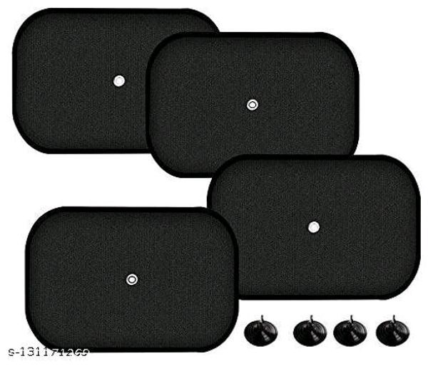 Universal Black Cotton Fabric Car Window Sunshades with Vacuum Cups (Set of  4)