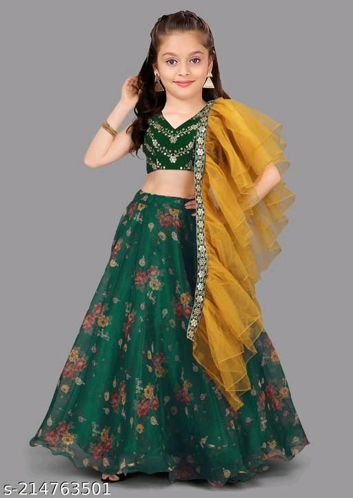 Buy FULPARI Girls Lehenga Choli Ethnic Wear Embroidered Lehenga Choli and  Dupatta Set ( Green ) Online at Best Prices in India - JioMart.