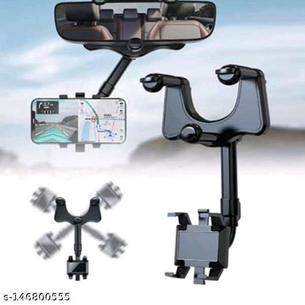 Casewilla 360 Degree Rotatable Retractable Car Rearview Mirror Bracket  Multifunctional Adjustable Phone Holder GPS Phone Mount Holder