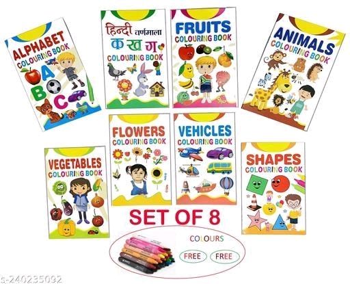 New Range Colouring Books For Kids Set Of 8 Hindi Varnmala