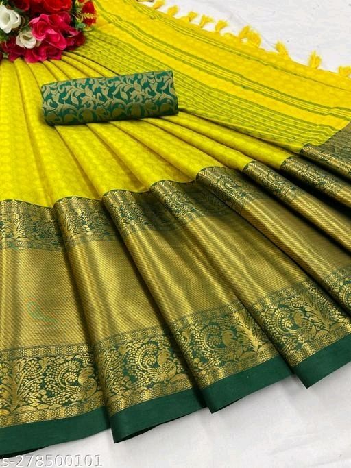 Buy Yellow Sarees for Women by SATRANI Online | Ajio.com