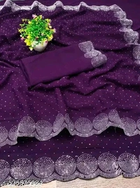 NEW GEORGETTE SAREE WITH BEAUTIFUL CUTWORK AND BLOUSE