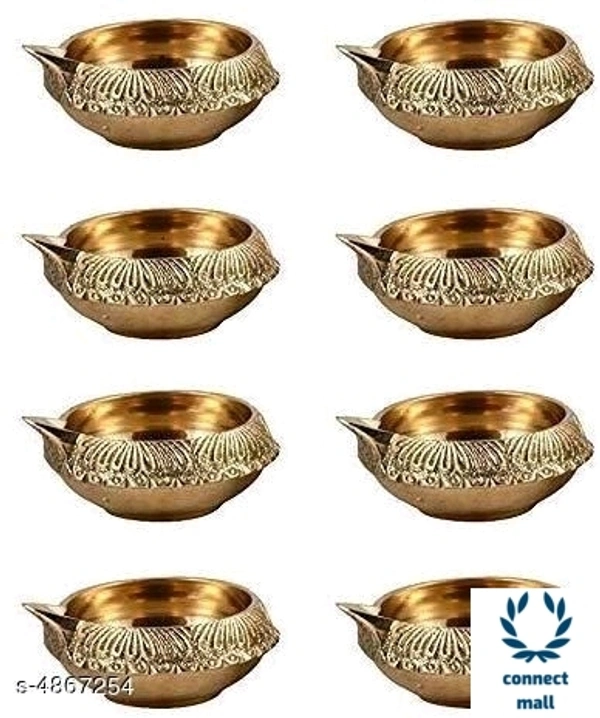 Trendy Diya - Set Of 4 - Brass, Golden, 18cm×11cm×10cm