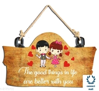 Wodden Wall Hanging - 30 cm×18 cmx3 cm, 7 Different Colour, Wood
