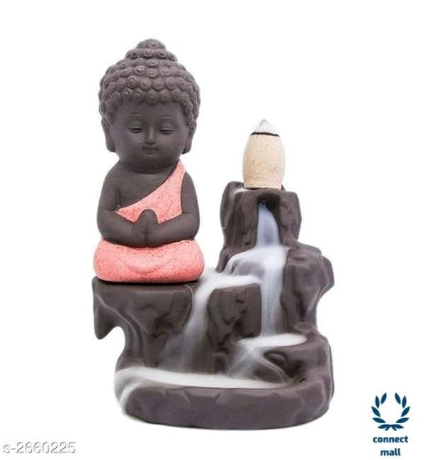 Bouddha Smoke Fountain - Orange, Yellow, Pink, Blue, Stone, 10 in × 7 in × 12 in