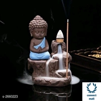Bouddha Smoke Fountain - Orange, Yellow, Pink, Blue, Stone, 10 in × 7 in × 12 in