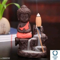 Bouddha Smoke Fountain - Orange, Yellow, Pink, Blue, Stone, 10 in × 7 in × 12 in
