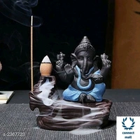 Élite Ganesha Statue with Smoke Fountain - 10cm × 7cm  × 12cm, Black, Resin