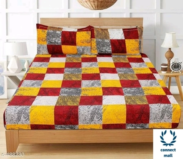 Elegant  Microfibré Double Bedsheet - 100 in × 90 in, Marron,Réd, Blue, White, MicroFiber