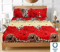 Elegant  Microfibré Double Bedsheet - 100 in × 90 in, Marron,Réd, Blue, White, MicroFiber