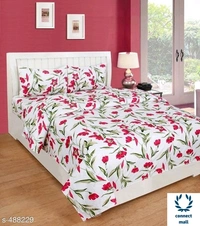 Elegant  Microfibré Double Bedsheet - 100 in × 90 in, Marron,Réd, Blue, White, MicroFiber