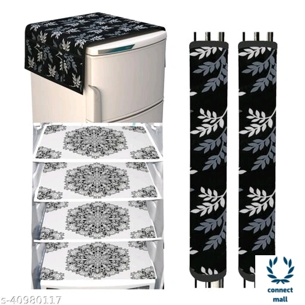 Fridge Combo Cover - White & Black, (B×L×H)55cm×97cm×0.5cm, PVC, Fridge Cover