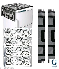 Fridge Combo Cover - White & Black, (B×L×H)55cm×97cm×0.5cm, PVC, Fridge Cover